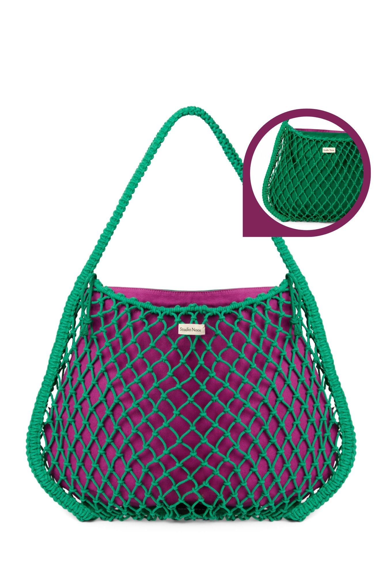 Studio Noos - Tasche Macrame Grün mit Inlay Lila-Grün – Ansicht 1 von 3