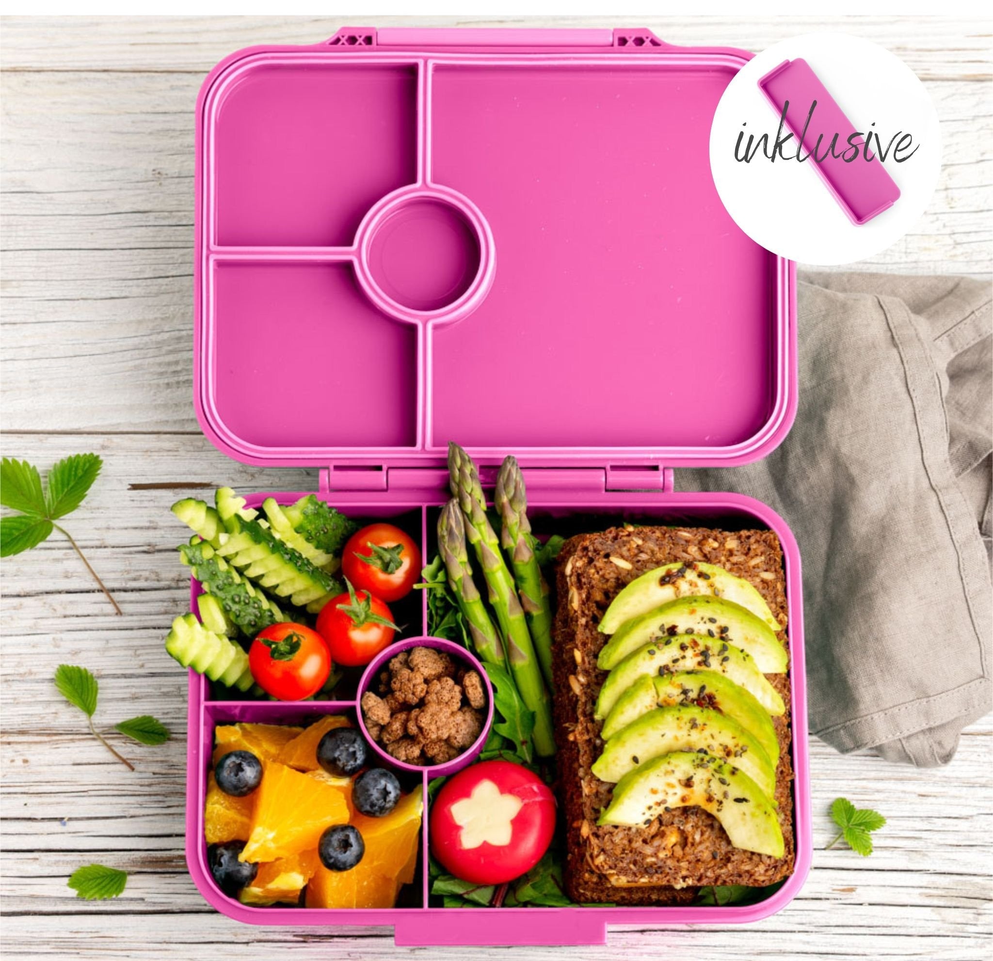LEKKABOX - Classic Lunchbox Berry mit 4 Fächern