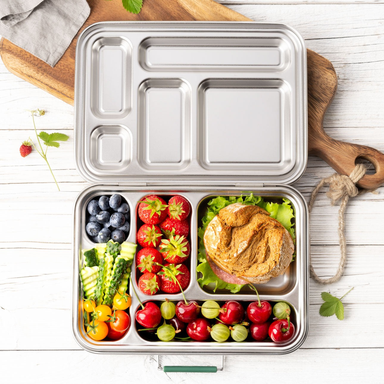LEKKABOX - Lunchbox Edelstahl mit 5 Fächern Berry