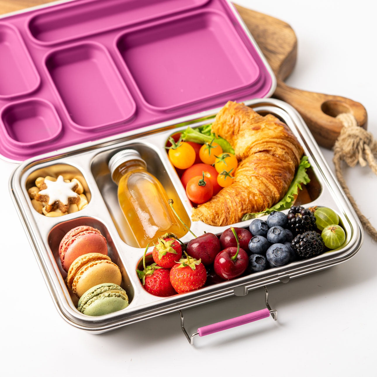 LEKKABOX - Lunchbox Edelstahl mit 5 Fächern Berry