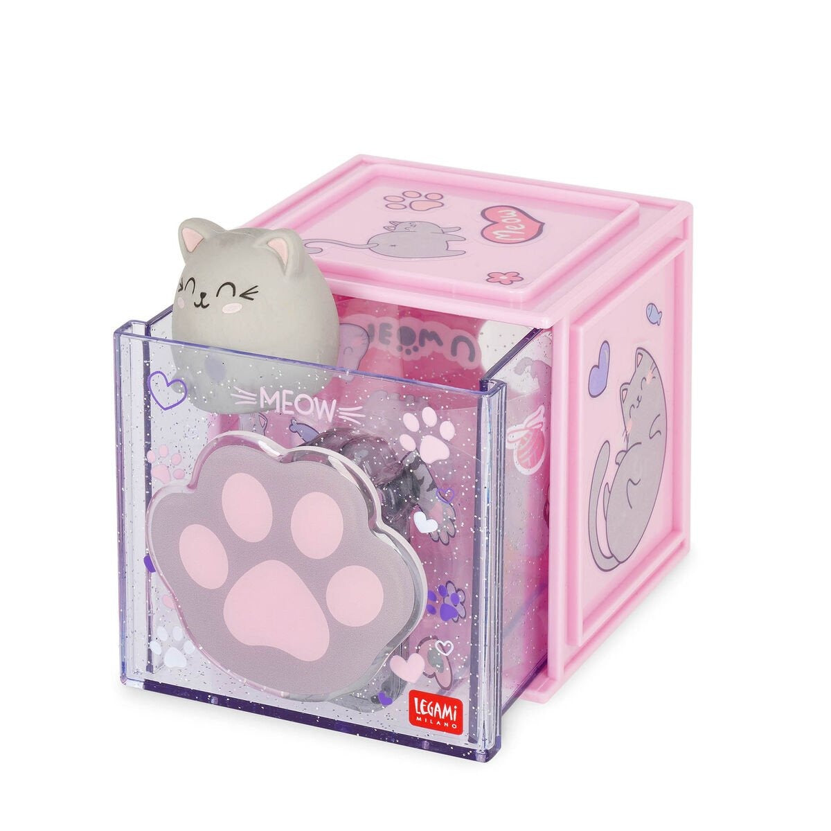 Legami - Erweiterbare Schreibtischbox - Cutie Cube Kitty