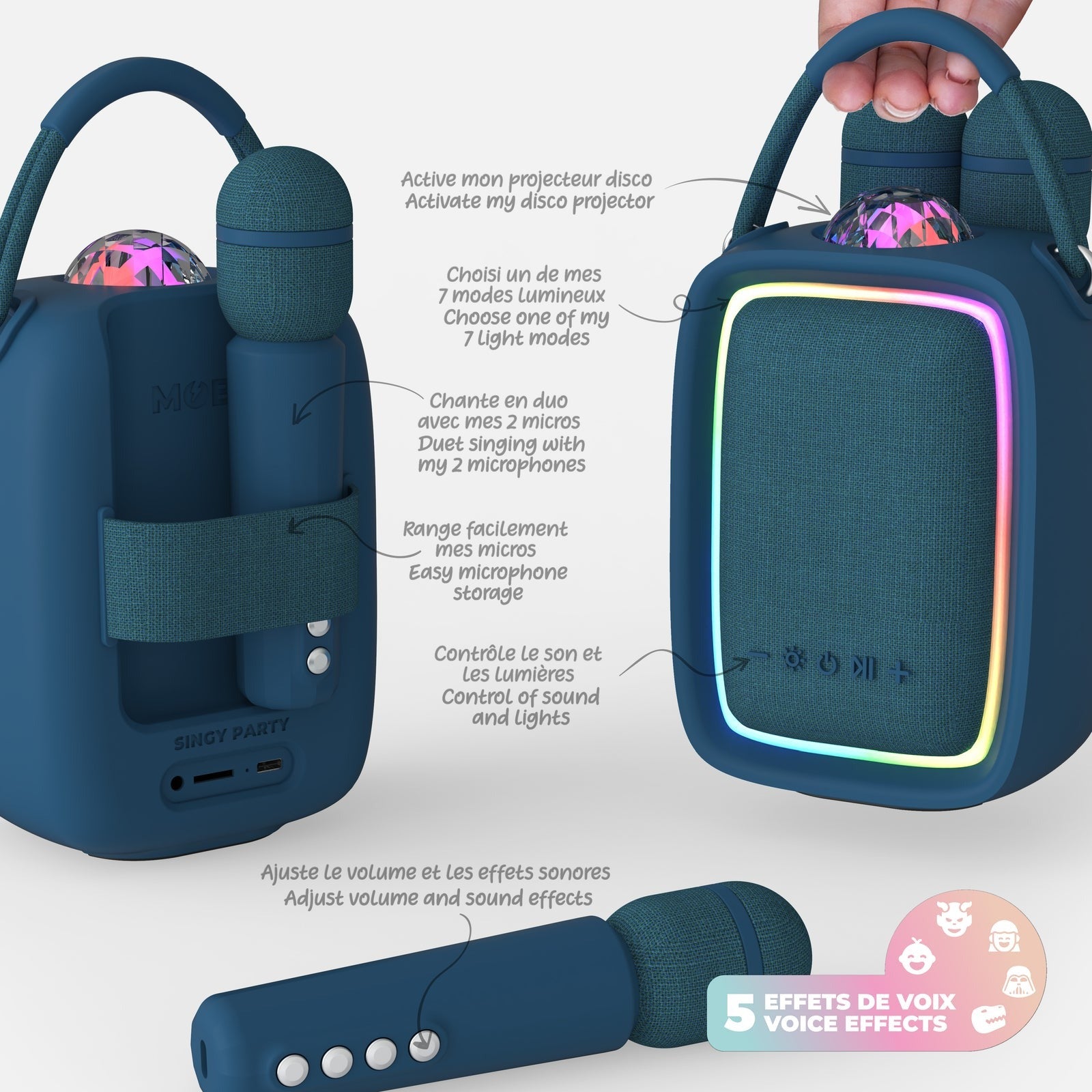 MOB - leuchtender Lautsprecher & Karaoke: Singy Party Dark Blue