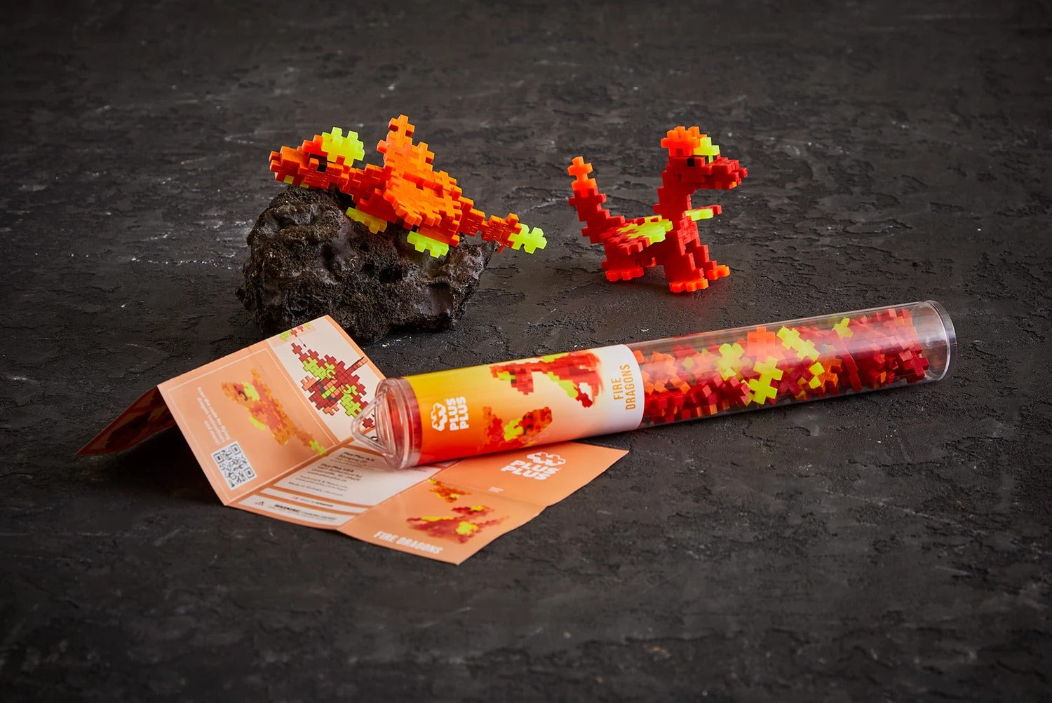 PLUS PLUS - Kreativ Bausteine 100 Stück Feuer Drache