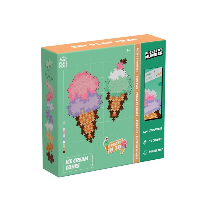 PLUS PLUS - Kreativ Bausteine  250 Stück Puzzle Eiswaffel