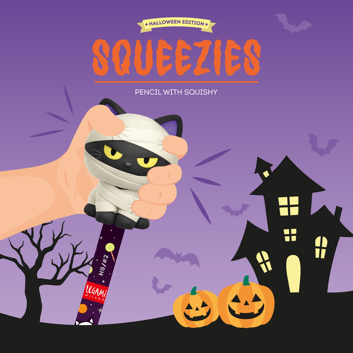 Legami - HALLOWEEN Bleistift mit Squishy Kitty Mummy