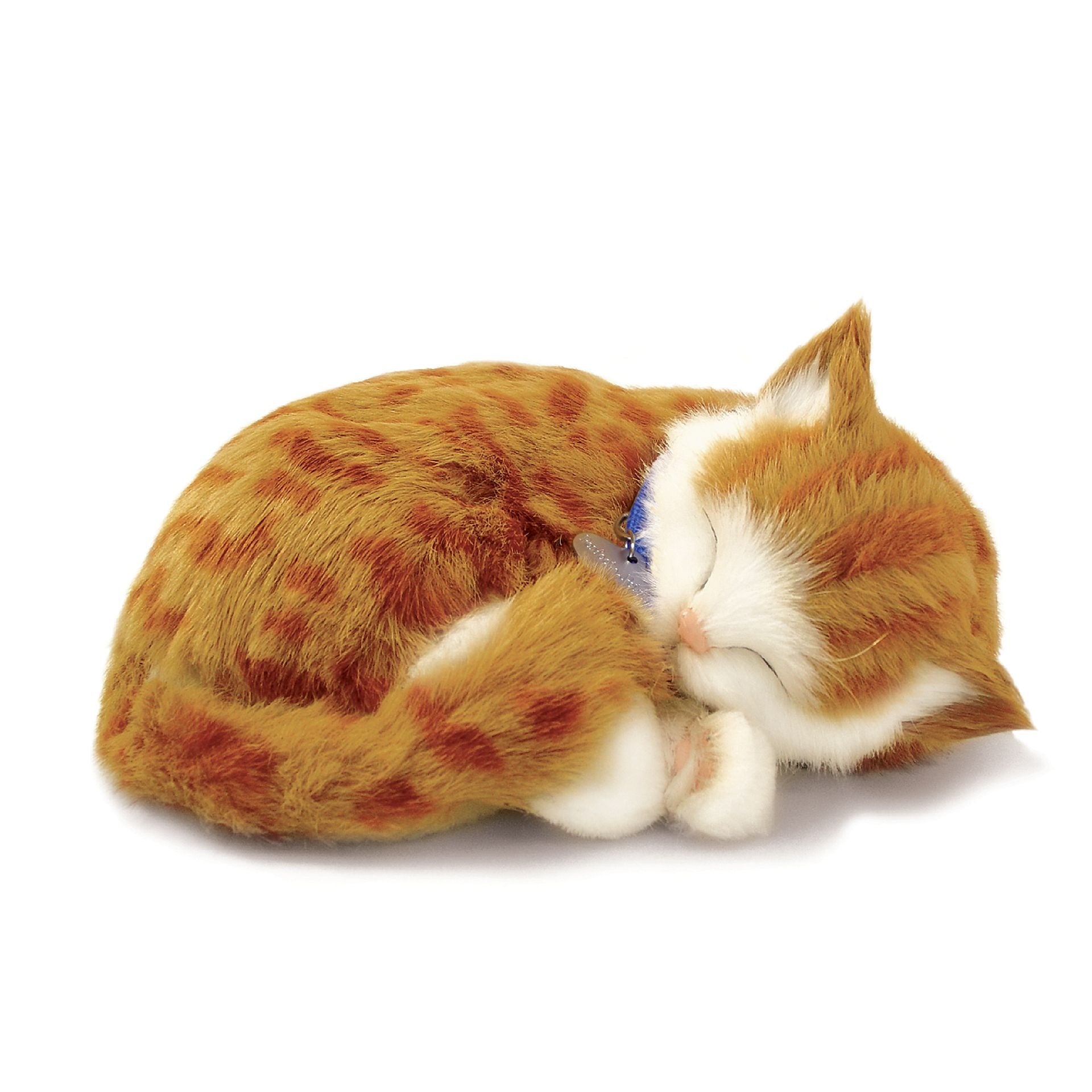 Perfect Petzzz, schlafende Katze, orange-getigert, Kuscheltier, atmend, realistisch, weich, Plüschtier, Haustier-Imitation, lebensecht, Dekoration, Kinder, Senioren, beruhigend, kompakt, Spielzeug.
