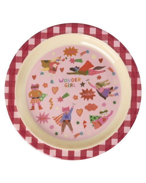 RICE - Kinderteller Pink Hero Print
