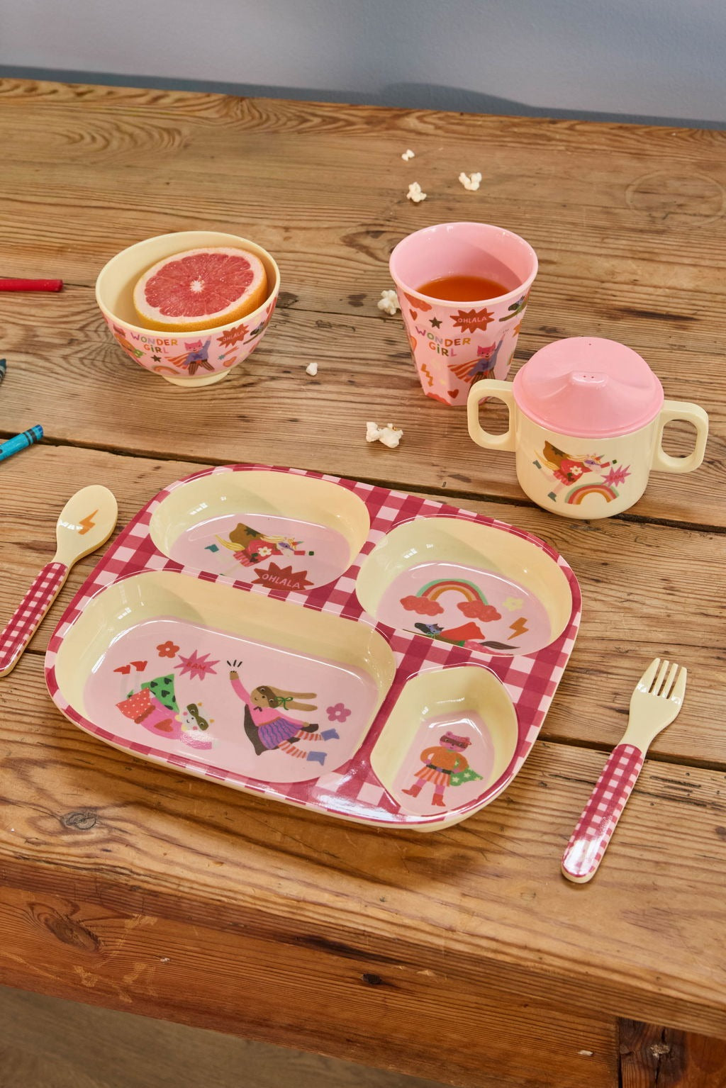 RICE - Teller aus Melamin Pink Hero Print