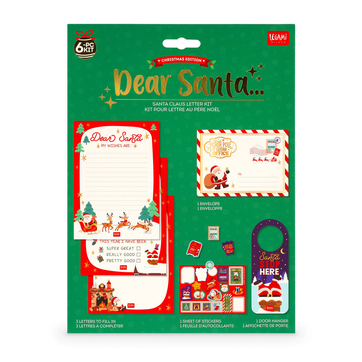 Legami - Dear Santa Briefset für den Weihnachtsmann