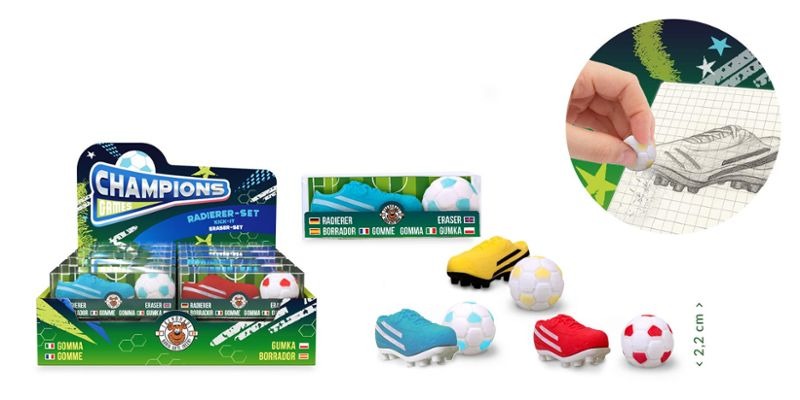 Trendhaus - CHAMPIONS Fußball Radierer 2er Set