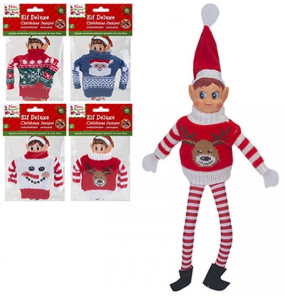 Triton-X - ELVES BEHAVIN´ BADLY Elfen Strickpullover mit Weihnachtsmotiven 