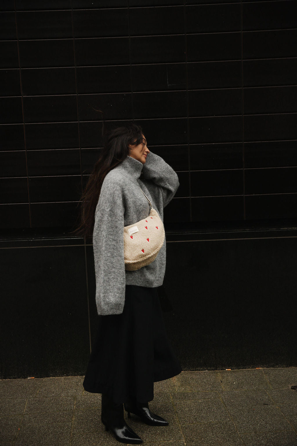 Studio Noos - Tasche Fanny Pack Ecru Teddy Hearts