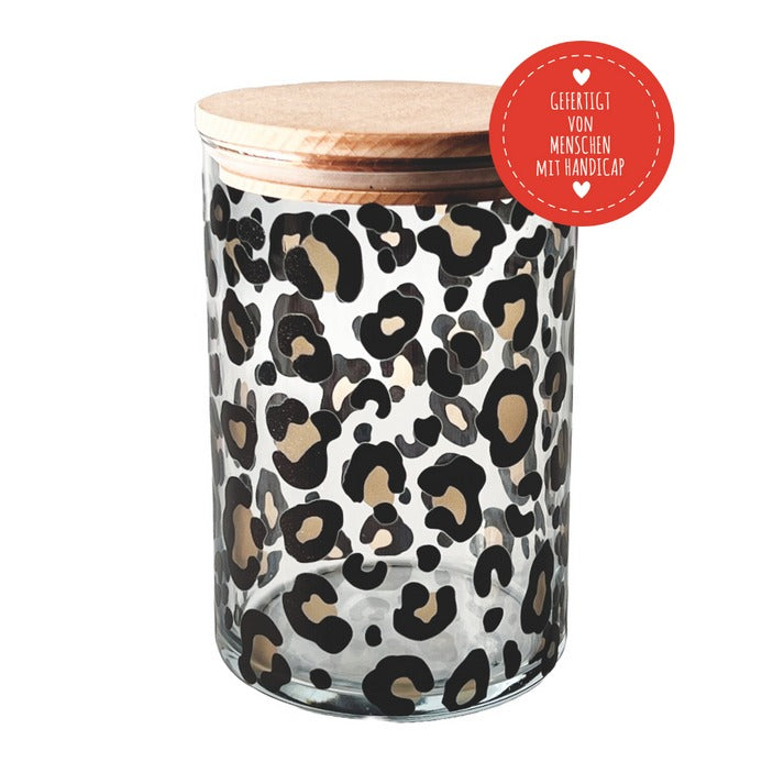 Wunderle - Vorratsglas Leoprint mit Holzdeckel
