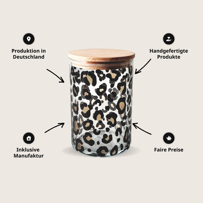Wunderle - Vorratsglas Leoprint mit Holzdeckel