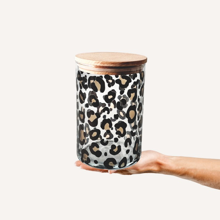 Wunderle - Vorratsglas Leoprint mit Holzdeckel