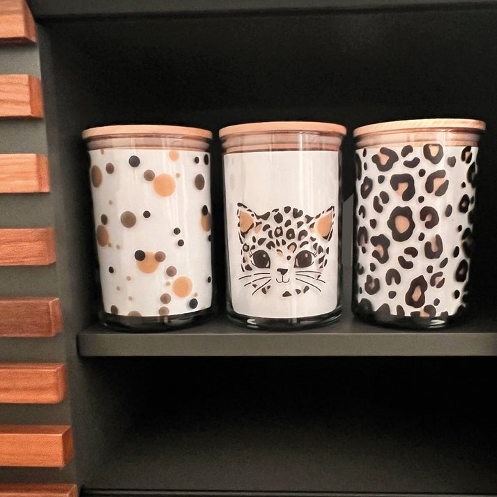 Wunderle - Vorratsglas Leoprint mit Holzdeckel