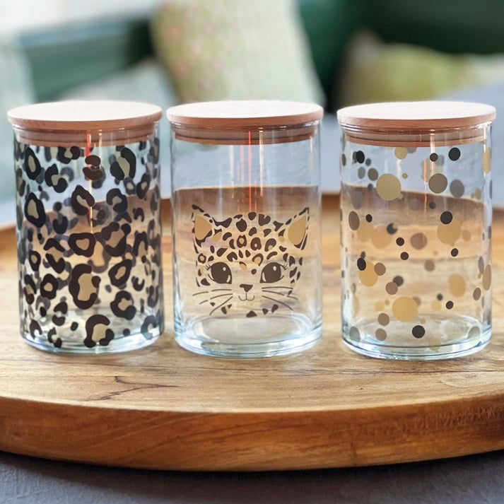 Wunderle - Vorratsglas Leoprint mit Holzdeckel