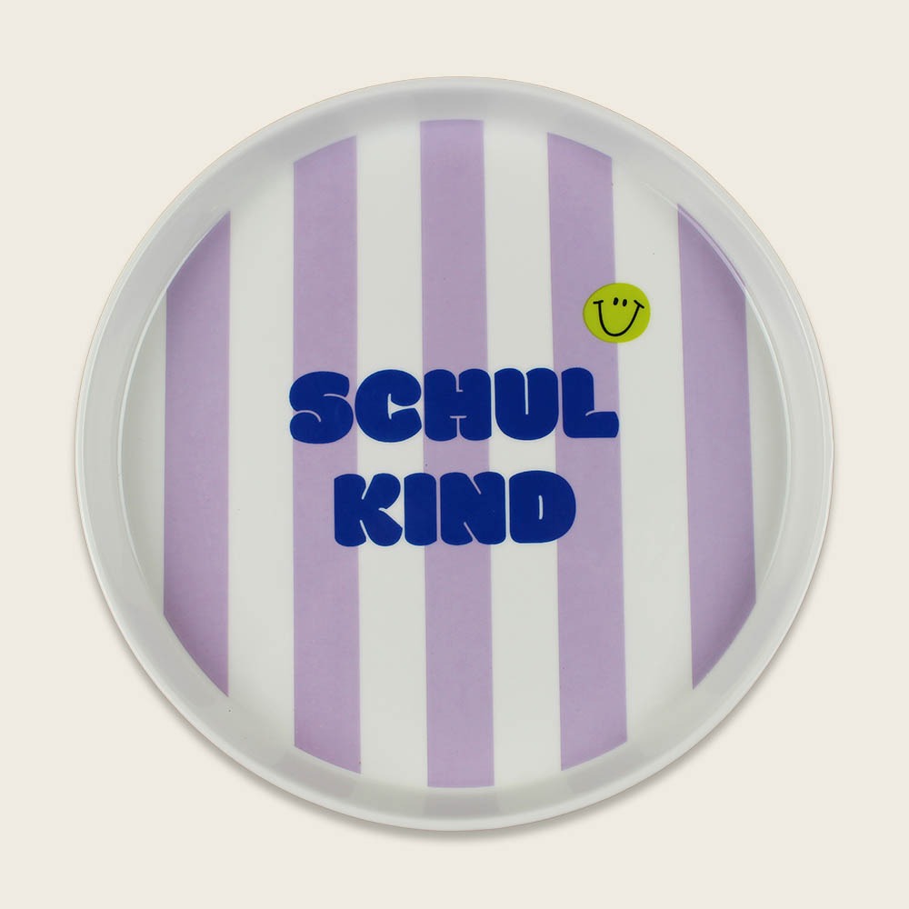 ava&yves - Porzellan-Set Schulkind Streifen Flieder/Pink