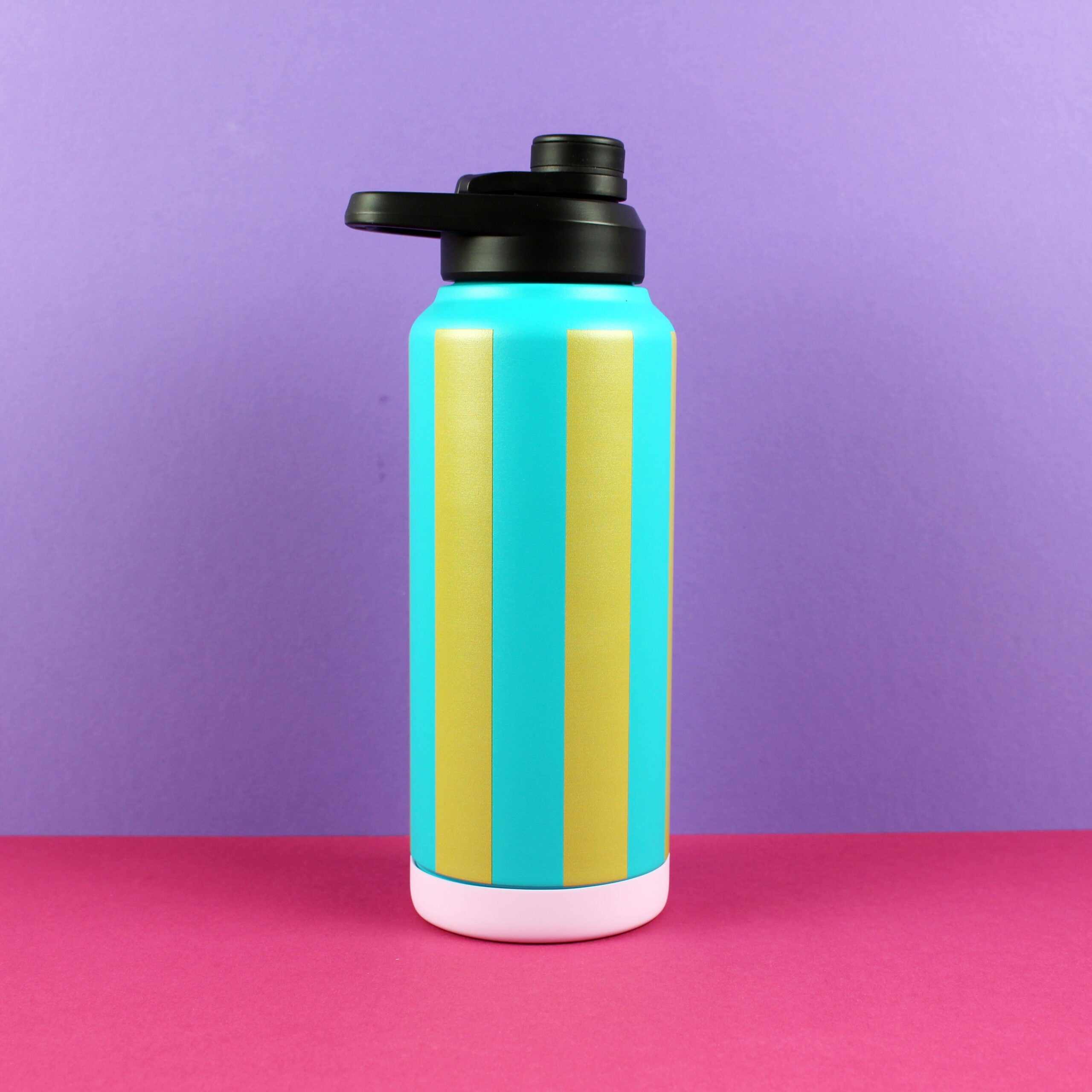 ava&yves - Trinkflasche Streifen Petrol/Gold 1000ml