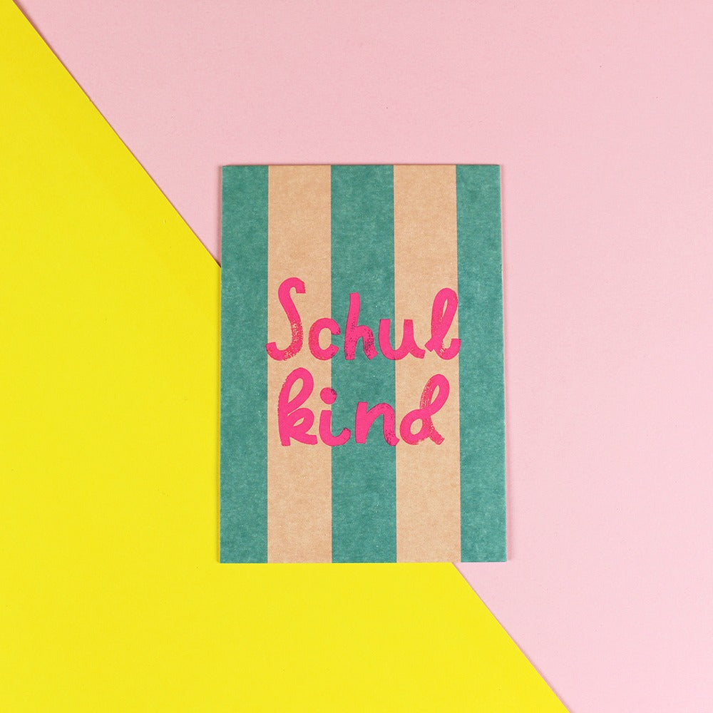 ava&yves - Postkarte Schulkind Pink/Petrol/Rosa