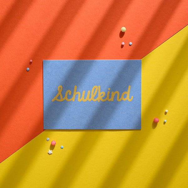 ava&yves - Postkarte Schulkind Türkis/Gelb
