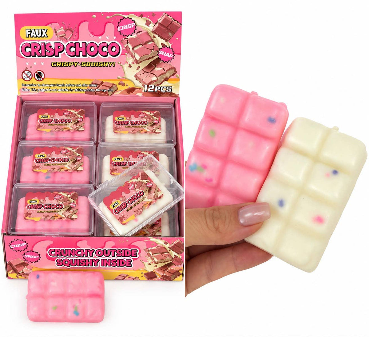 woom - Crackle Crispy Schokolade weiß & rosa
