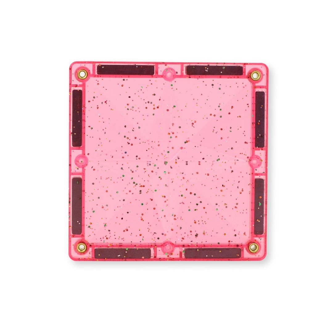 CleverClixx - Magnetbausteine Glitter Tiles Transparent/Pink