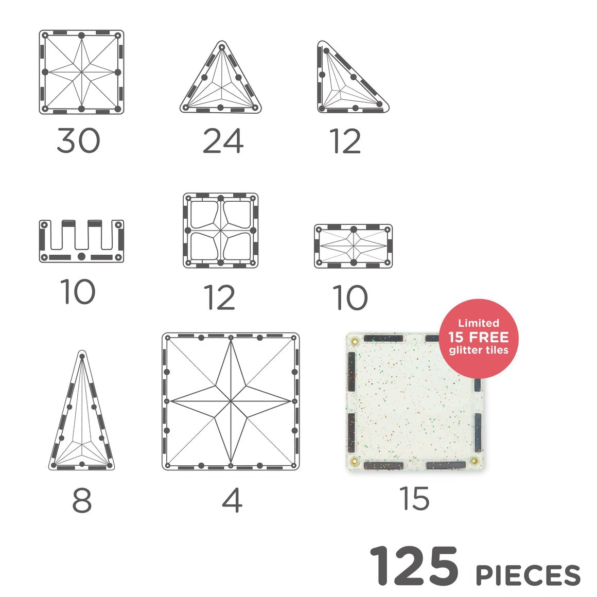 CleverClixx - Magnetbausteine Inventive Pack Intense 110-tlg. + 15 GRATIS