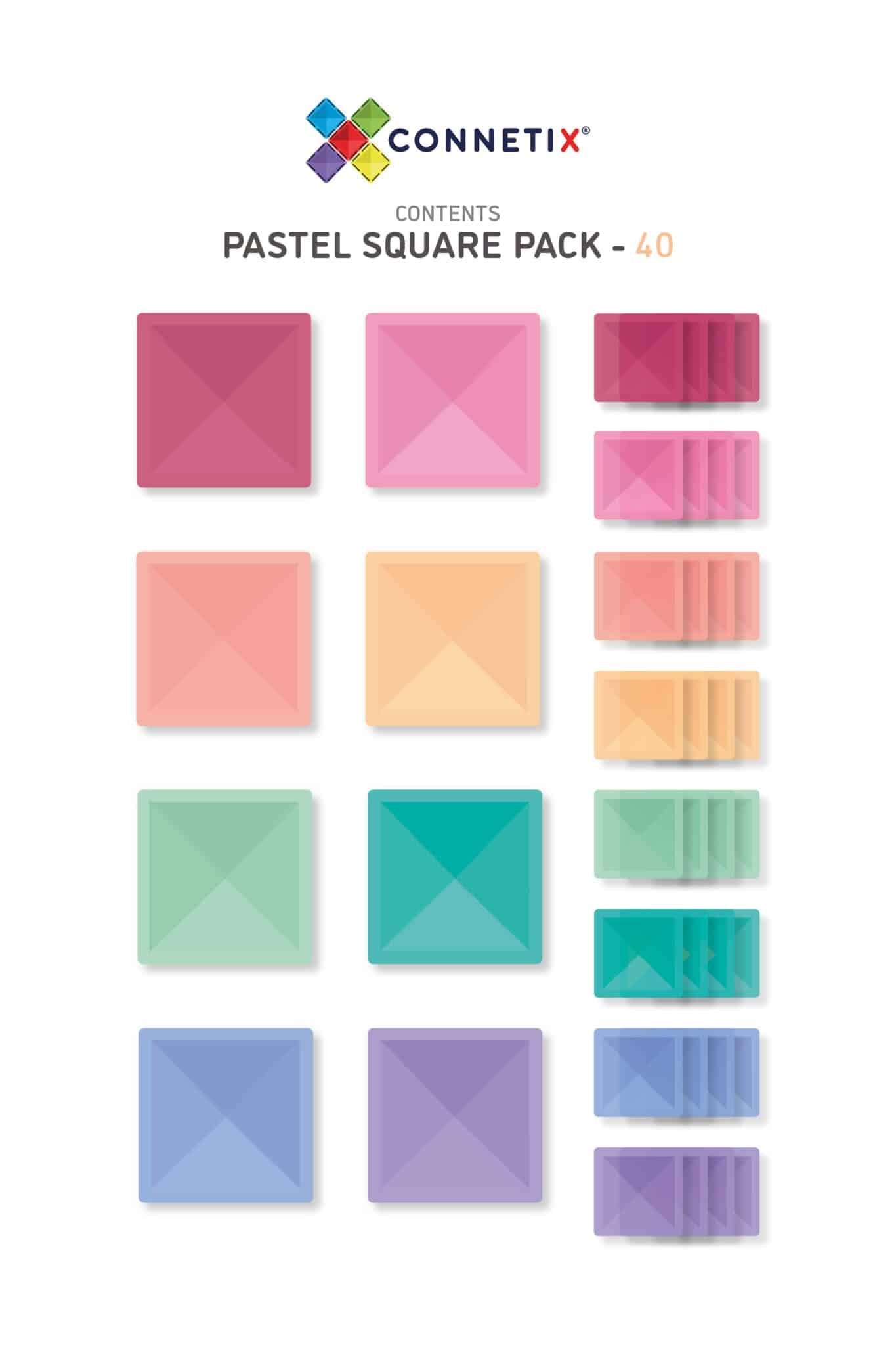 connetix - Magnetbausteine Pastel Square Pack 40-tlg.