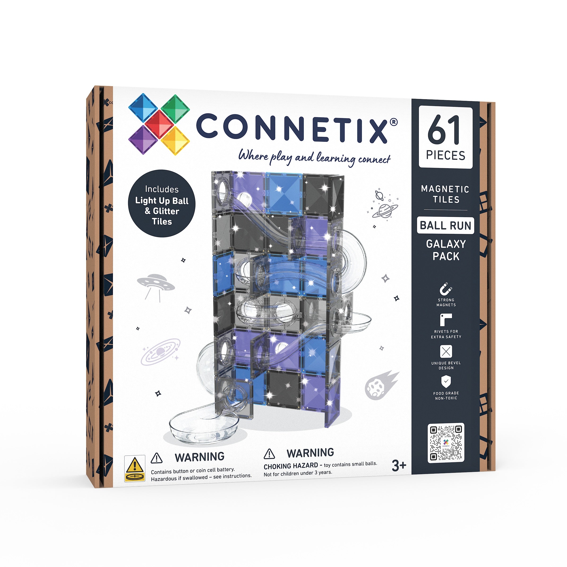 connetix - Magnetbausteine Ball Run Galaxy Pack 61-tlg.