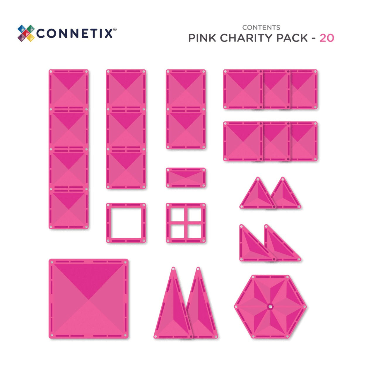 connetix - Magnetbausteine Charity Pack 20-tlg. Pink