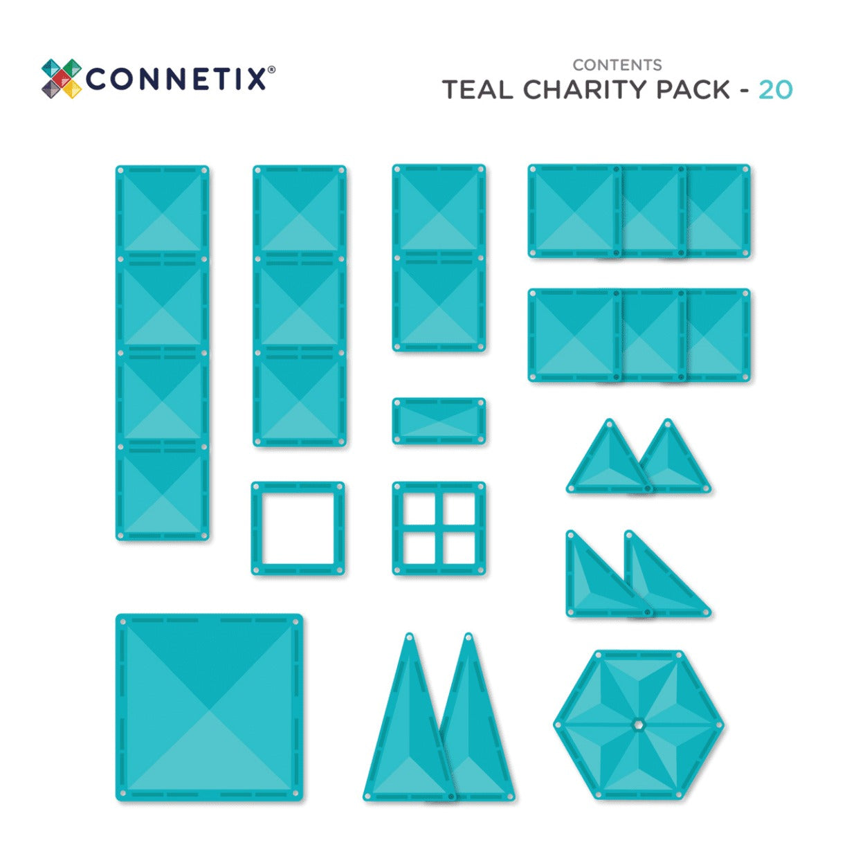 connetix - Magnetbausteine Charity Pack 20-tlg. Türkis