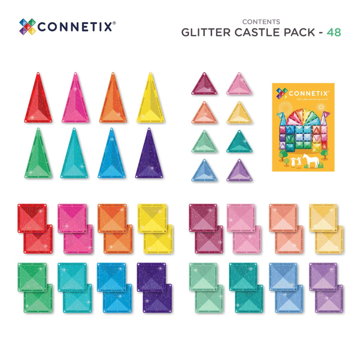 connetix - Magnetbausteine Glitter Castle Pack 48-tlg.