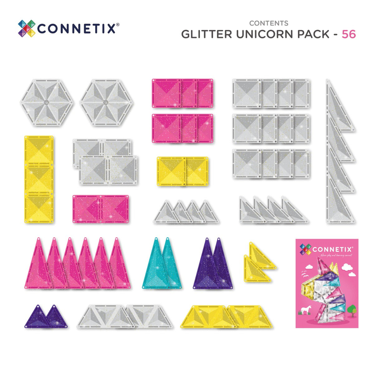 connetix - Magnetbausteine Glitter Unicorn Pack 56-tlg.
