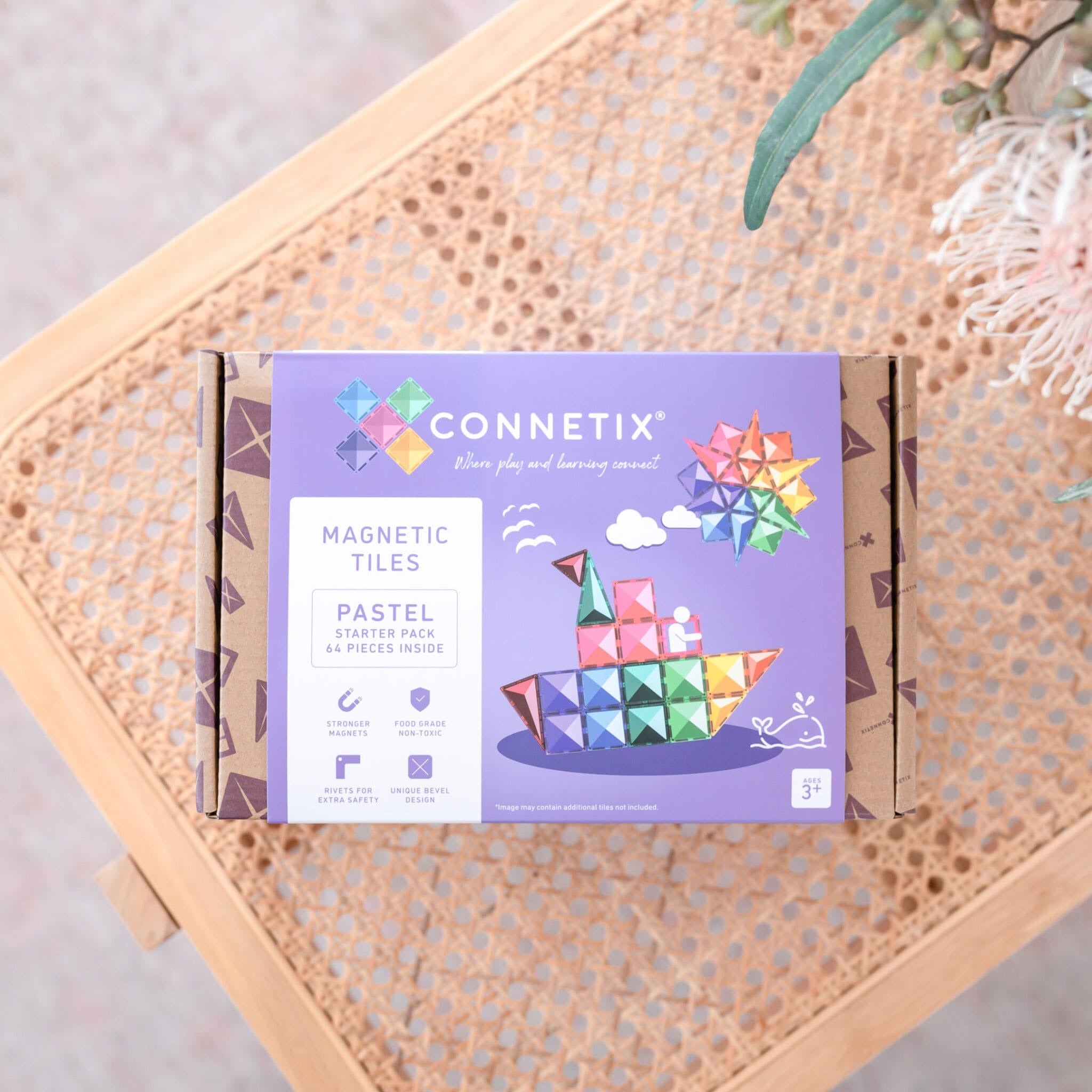 connetix - Magnetbausteine Pastel Starter Pack 64-tlg.