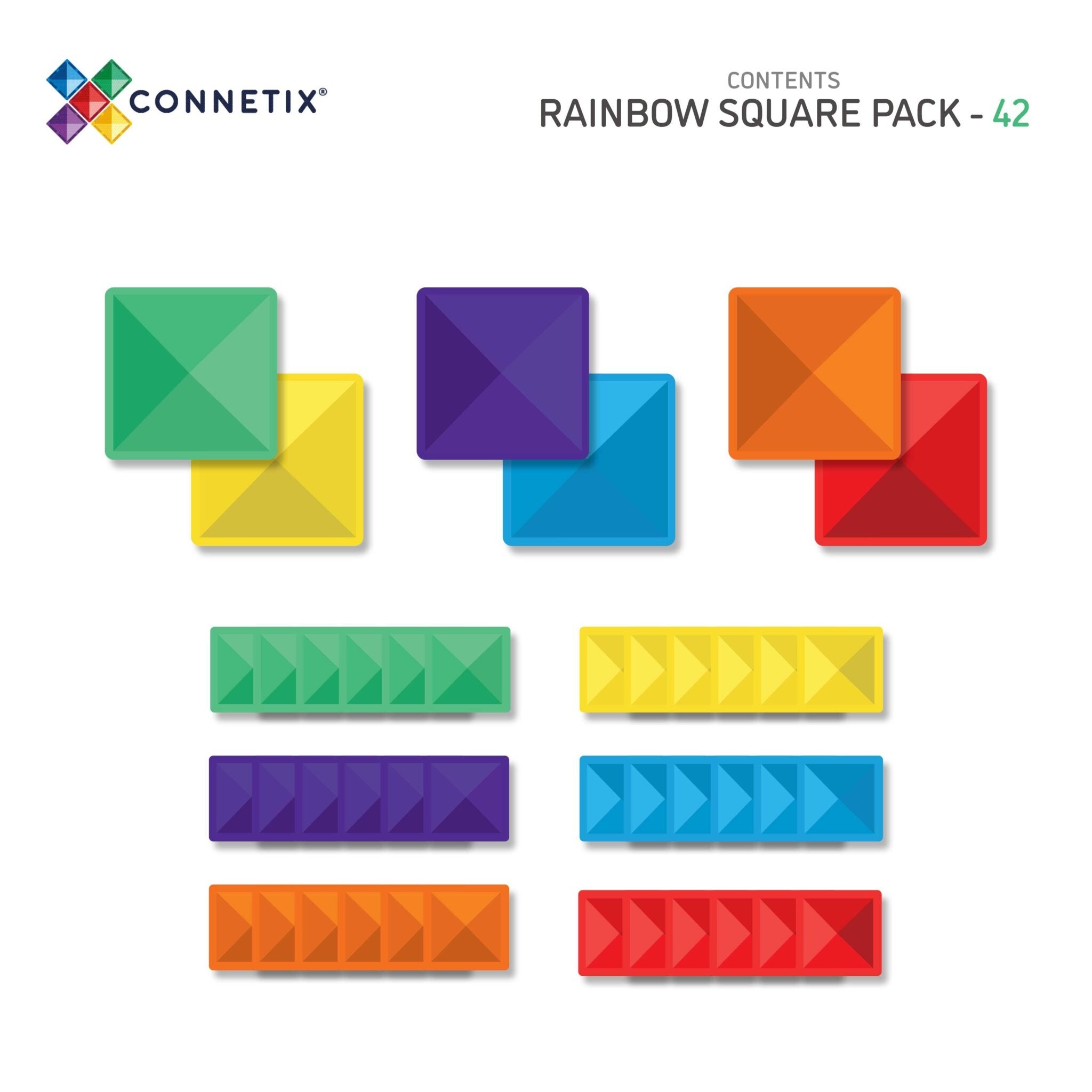 connetix - Magnetbausteine Rainbow Square Pack 42-tlg.