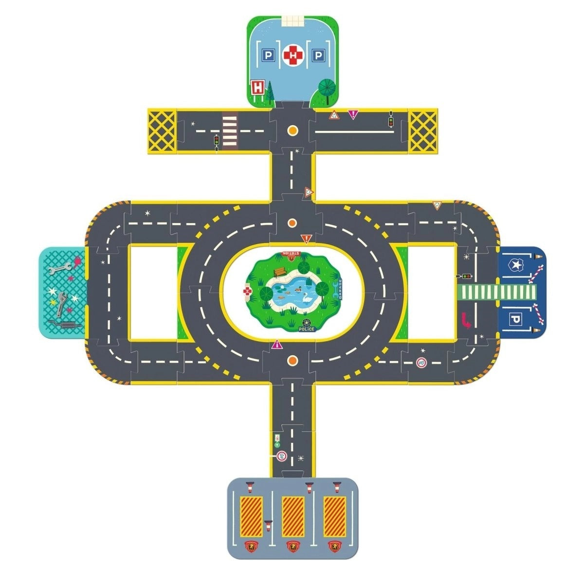 Djeco - Crazy Motors: Bodenpuzzle Stadt