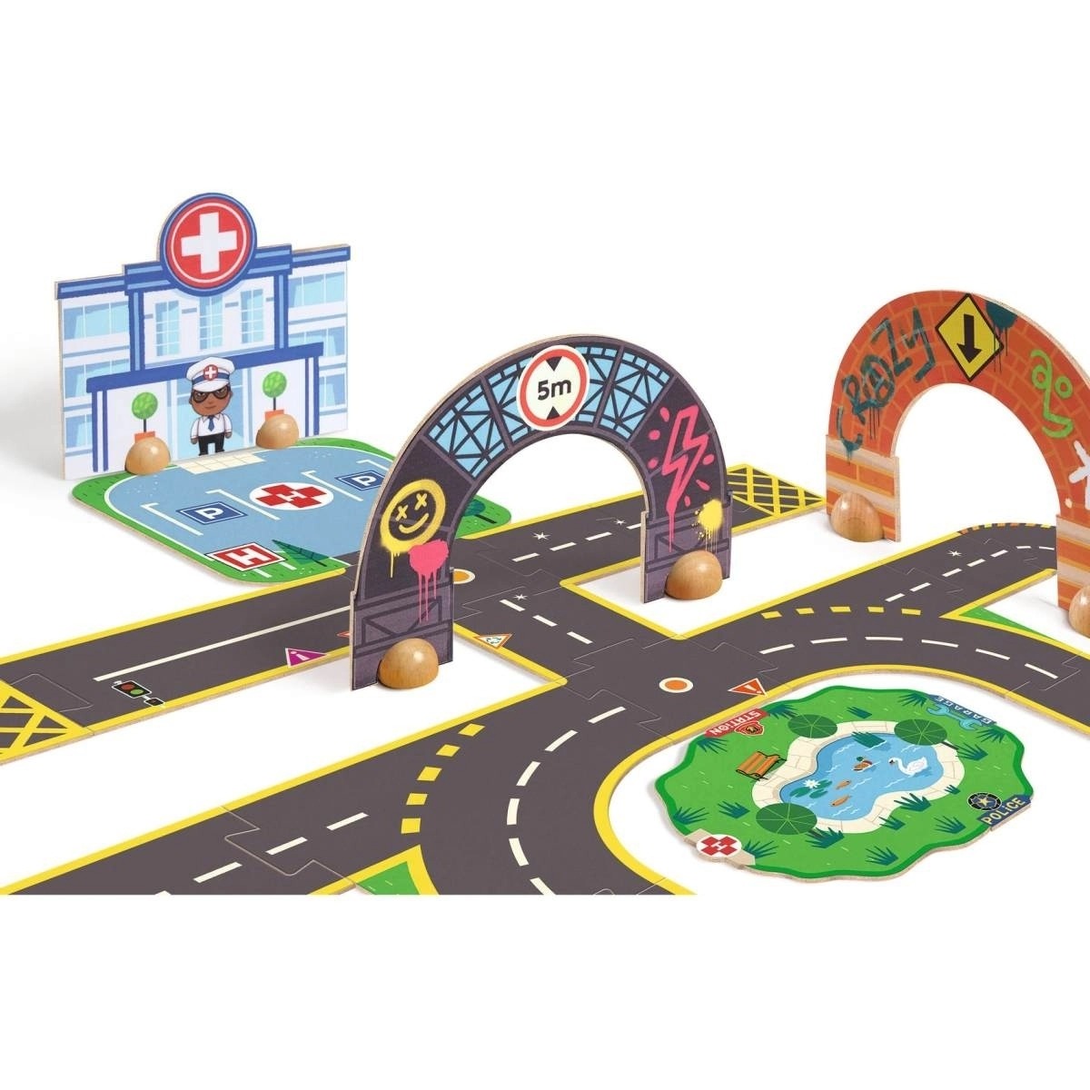 Djeco - Crazy Motors: Bodenpuzzle Stadt