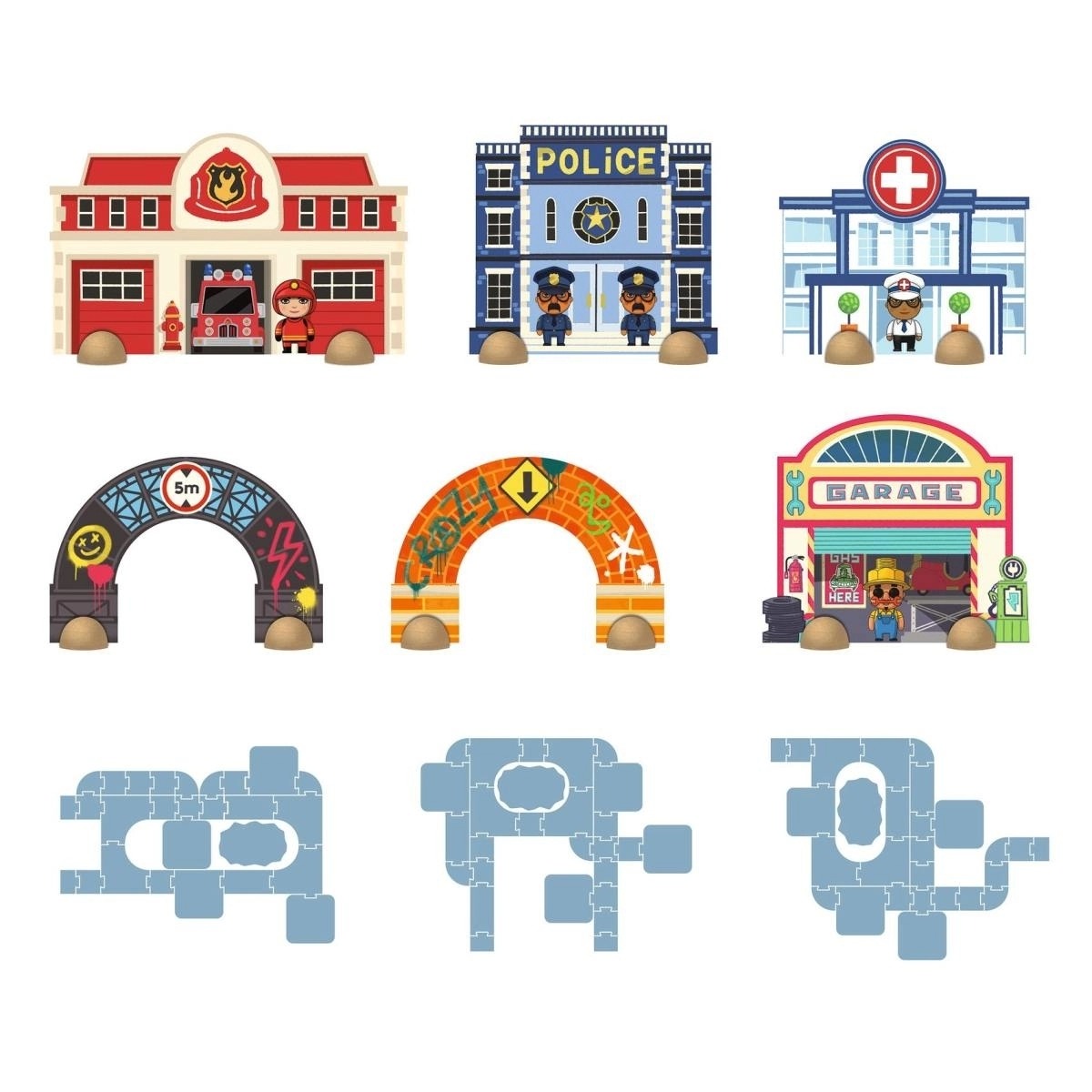 Djeco - Crazy Motors: Bodenpuzzle Stadt