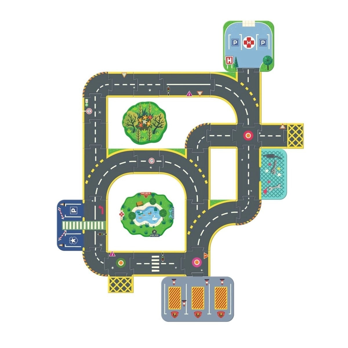 Djeco - Crazy Motors: Bodenpuzzle Stadt