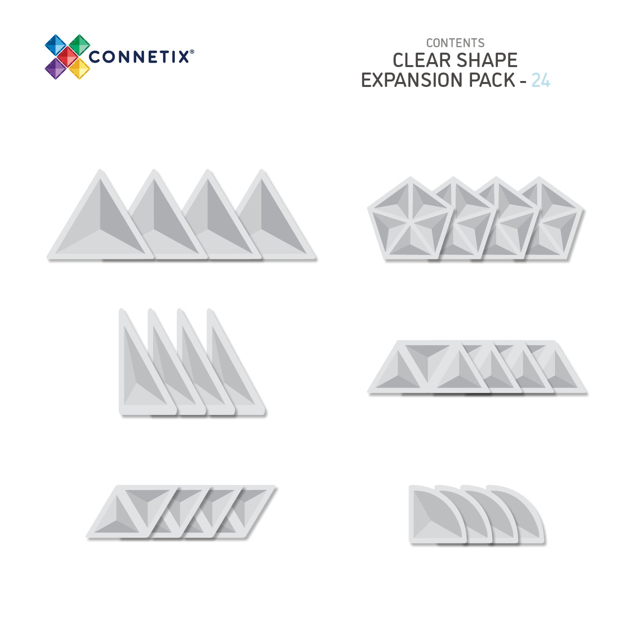 connetix - Magnetbausteine Clear Shape Pack 24-tlg.