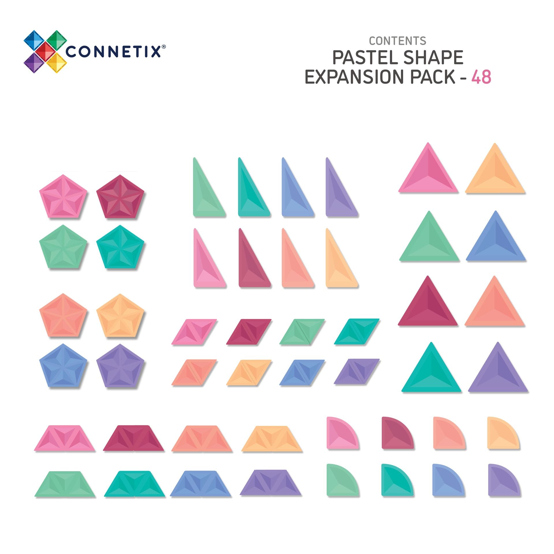 connetix - Magnetbausteine Pastel Shape Pack 48-tlg.