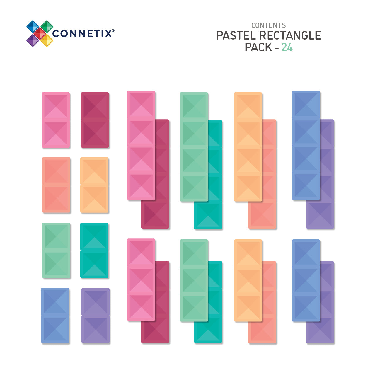 connetix - Magnetbausteine Pastel Rectangle Pack 24-tlg.