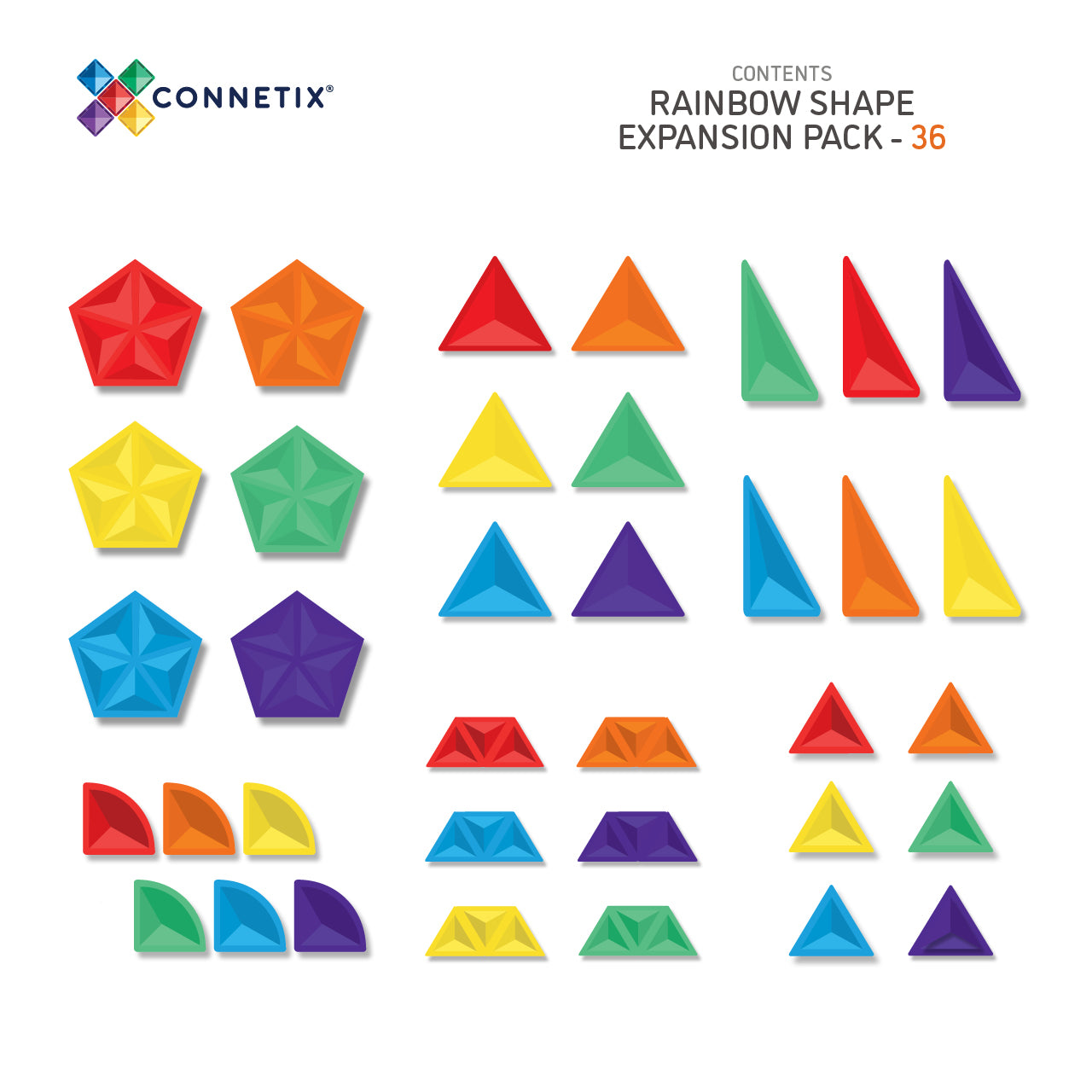 connetix - Magnetbausteine Rainbow Shape Pack 36-tlg.