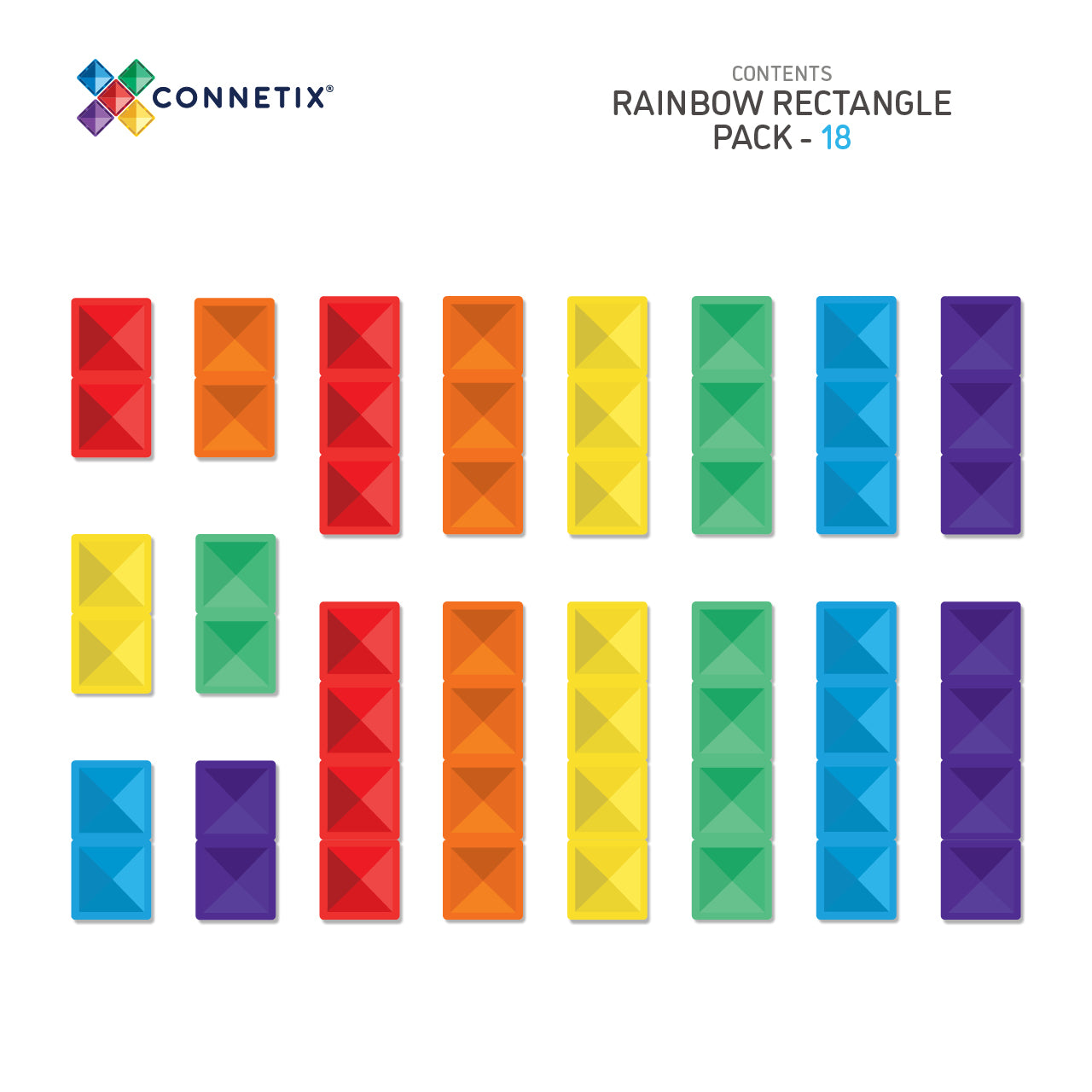 connetix - Magnetbausteine Rainbow Rectangle Pack 18-tlg.