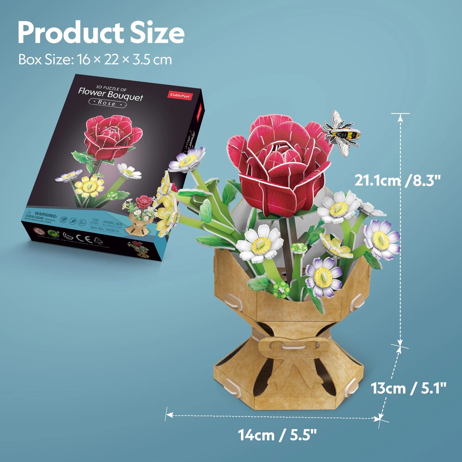 CubicFun - 3D Puzzle Blumentopf Rose