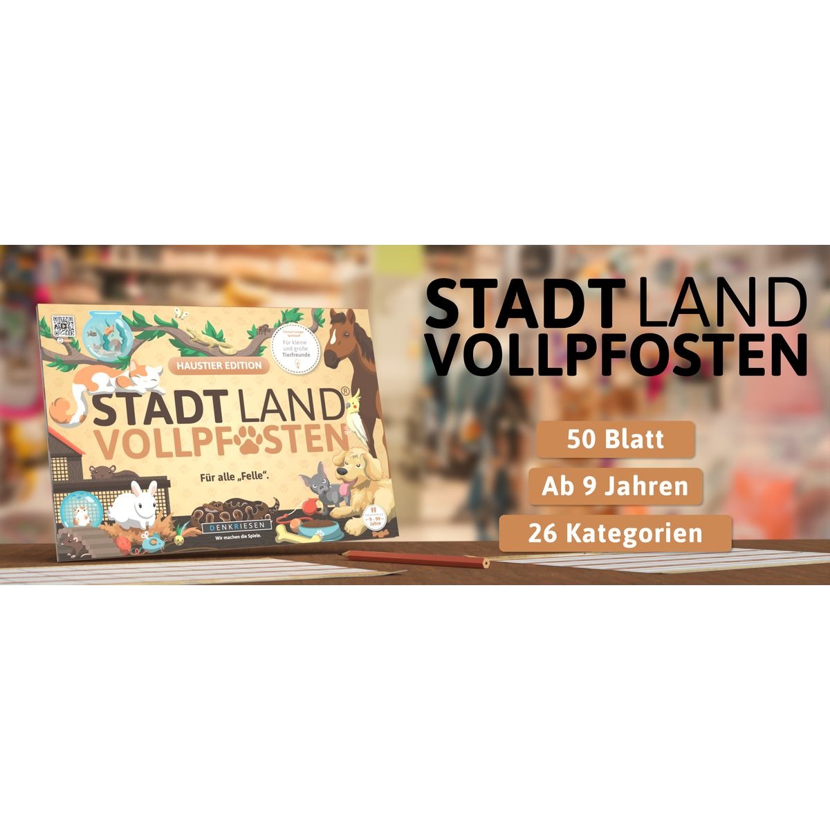 DENKRIESEN - STADT LAND VOLLPFOSTEN Spielblock Haustier-Edition