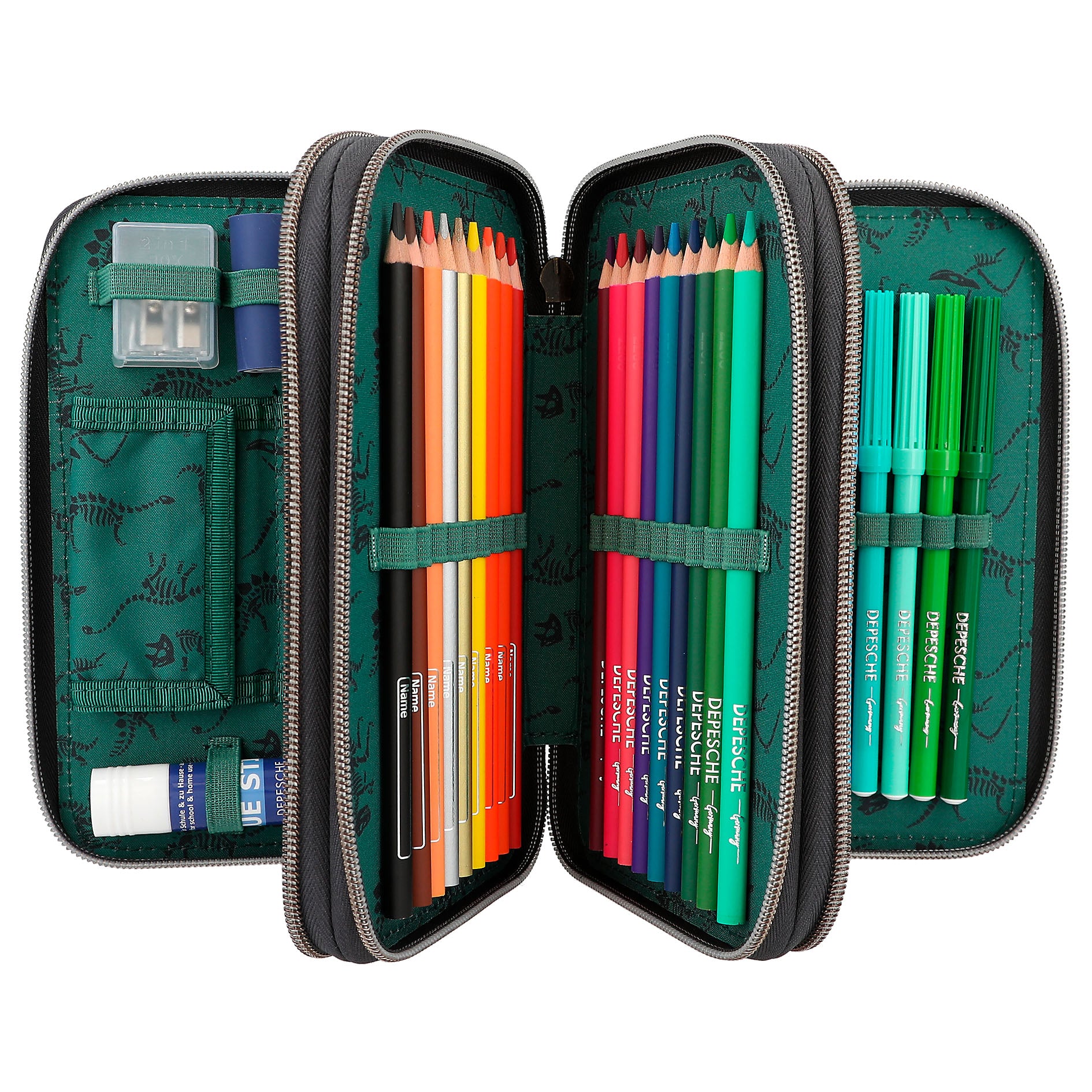 DINO WORLD - Federtasche LED, 3-Fach