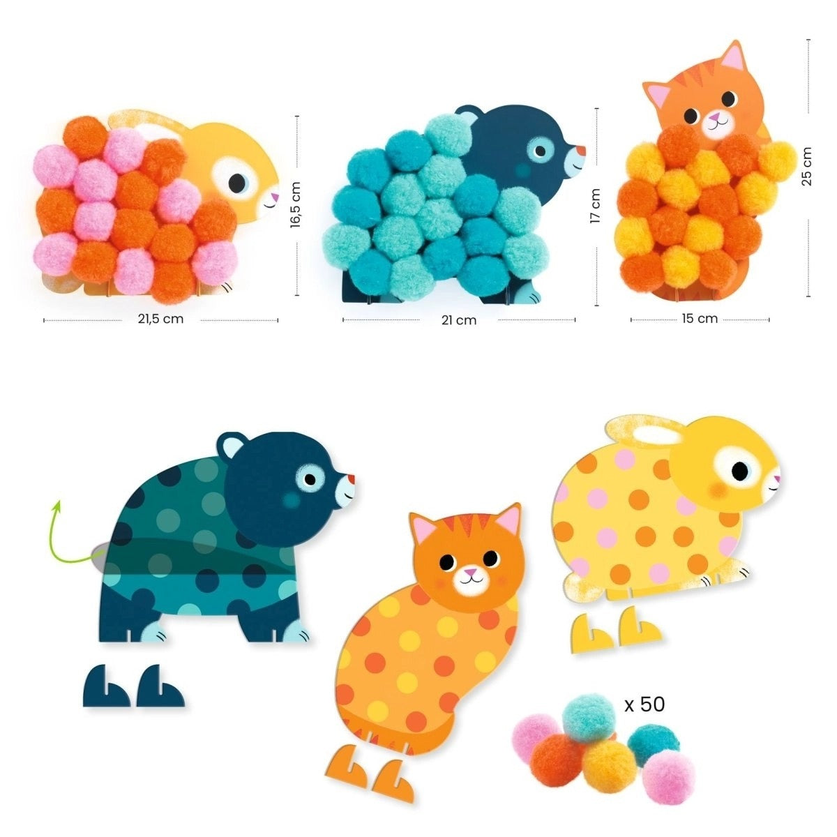 Djeco - Pompom Collage: Tiere