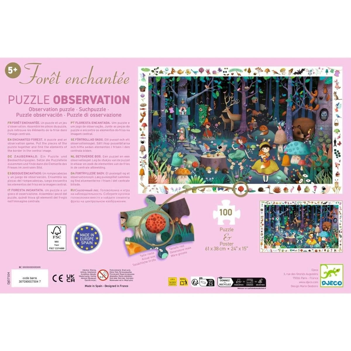 Djeco -  Wimmelpuzzle: Der verwunschene Wald